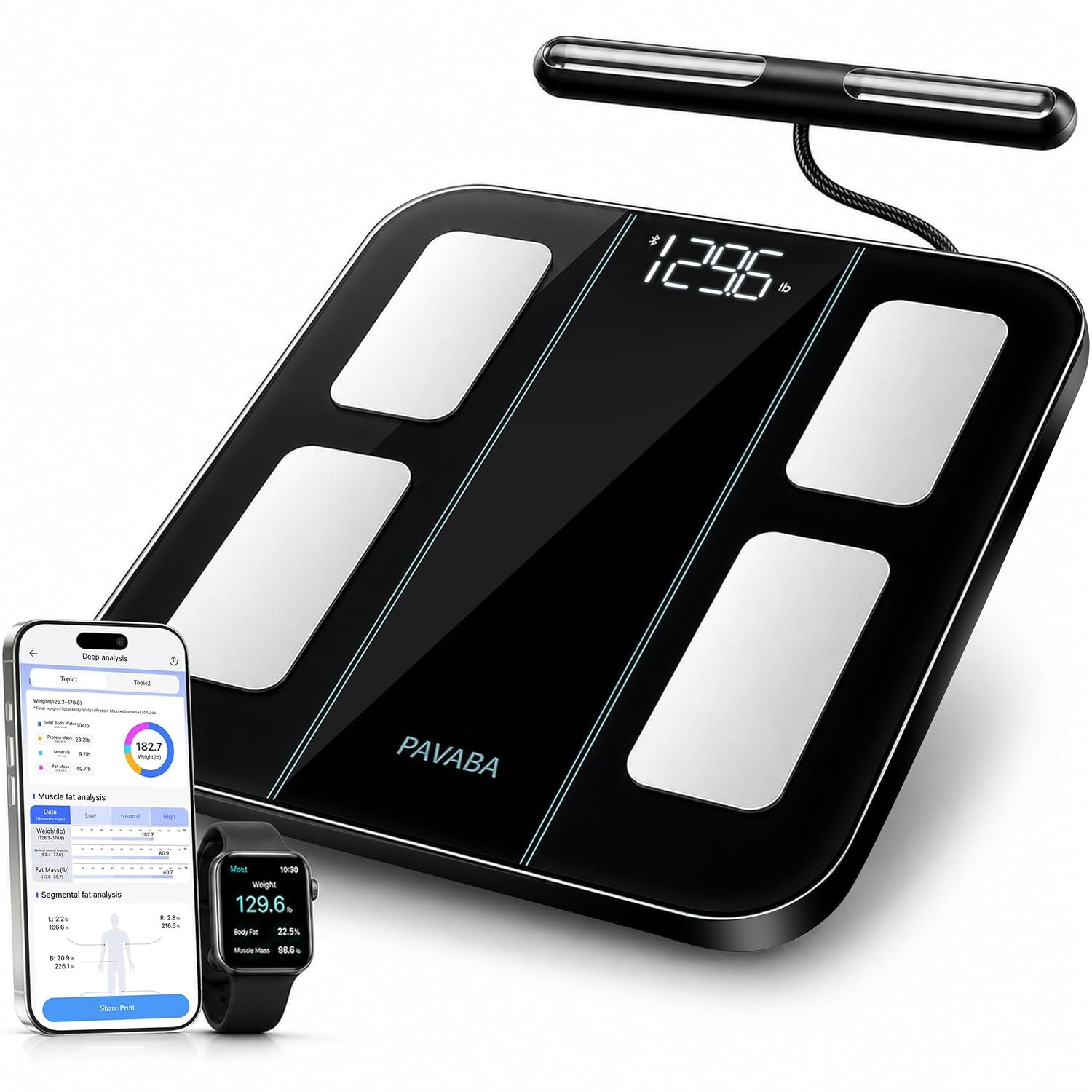 8-Electrode Scale with BMI, Body Fat, Muscle Mass & Handle