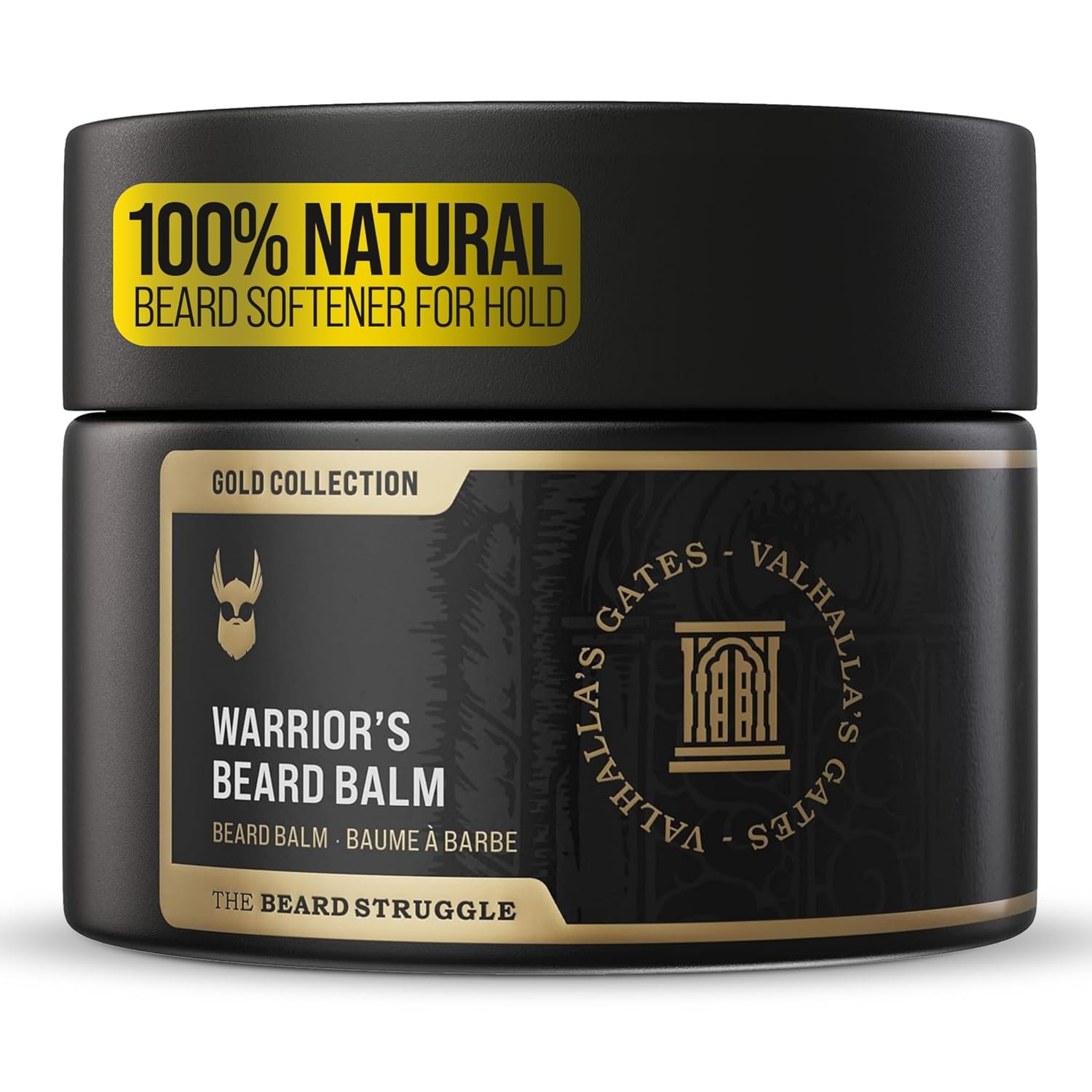 The Beard Struggle Warrior’s Beard Balm – Gold Collection, Valhalla’s Gates – Non-Greasy Low-Hold Formula, Luxurious Cologne-Grade Fragrances 100% Natural and Plant-Based Ingredients – 50g