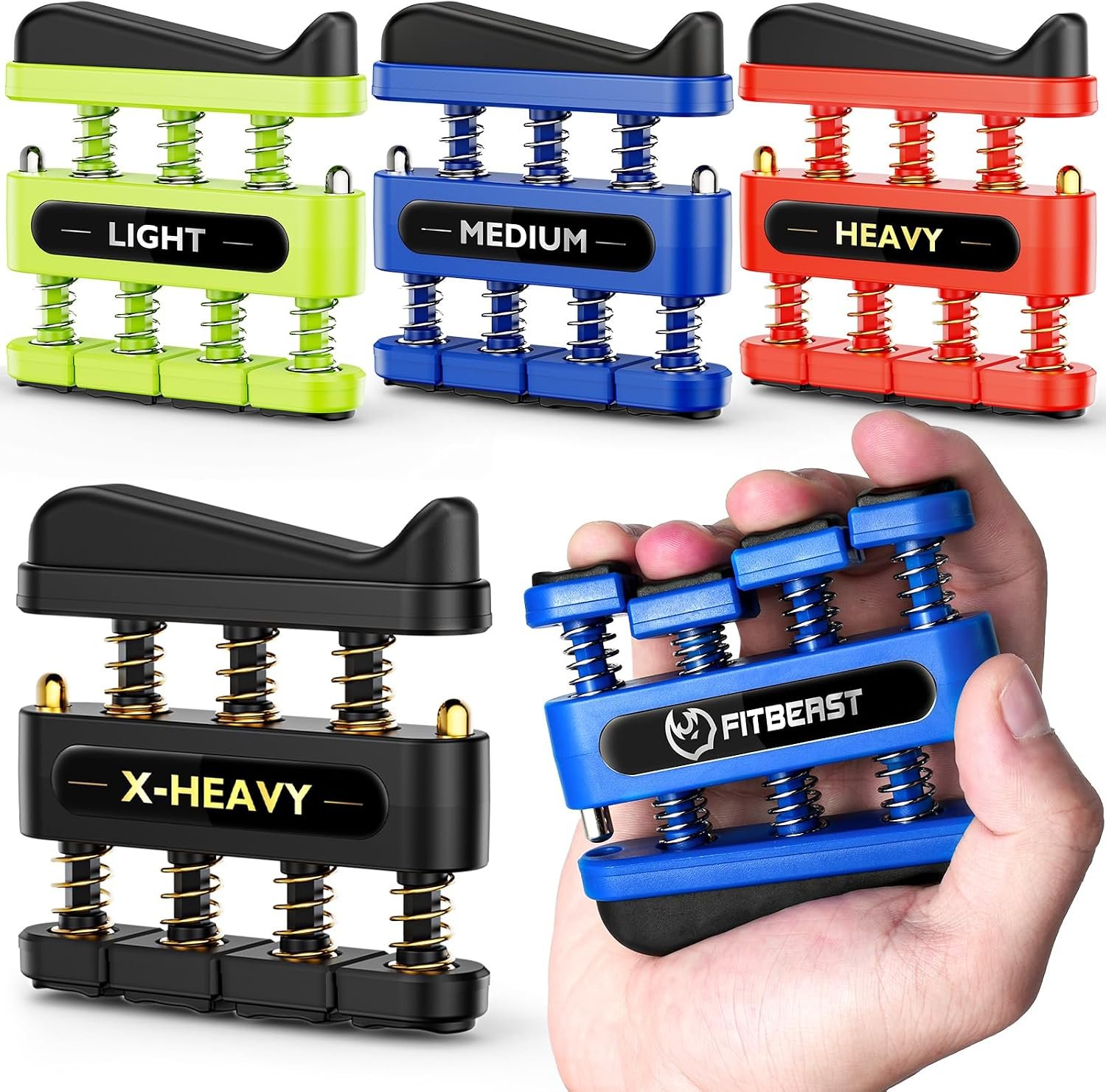 FitBeast Finger Strengthener, Finger Exerciser, Hand Exerciser for Improve Dexterity and Strength in Fingers, Hands, Forearms–Grip Strength Trainer for Musicians, Climbers