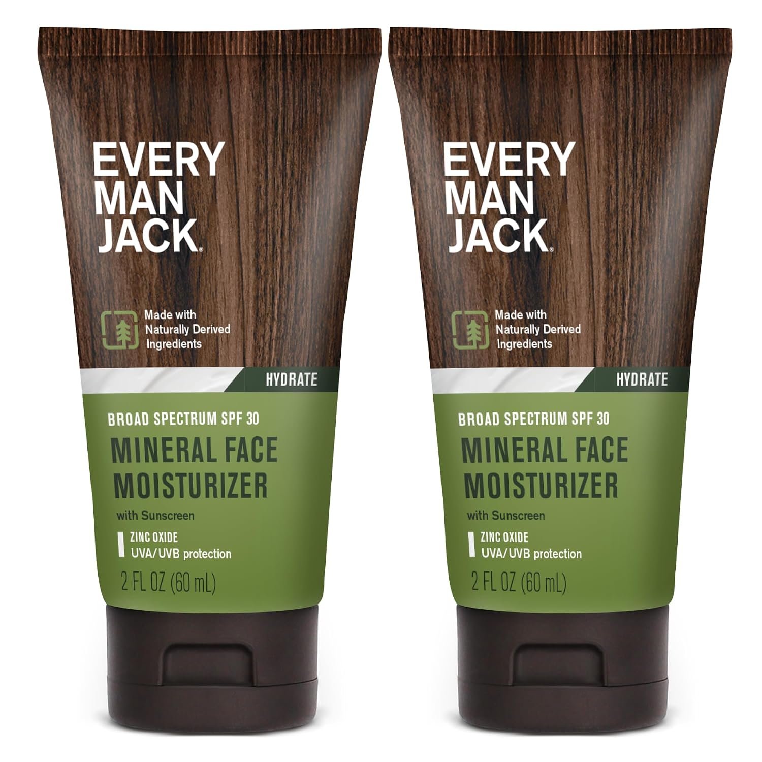 Every Man Jack Men’s Face Lotion SPF 30 Mineral Sunscreen, Unscented, (2pk)