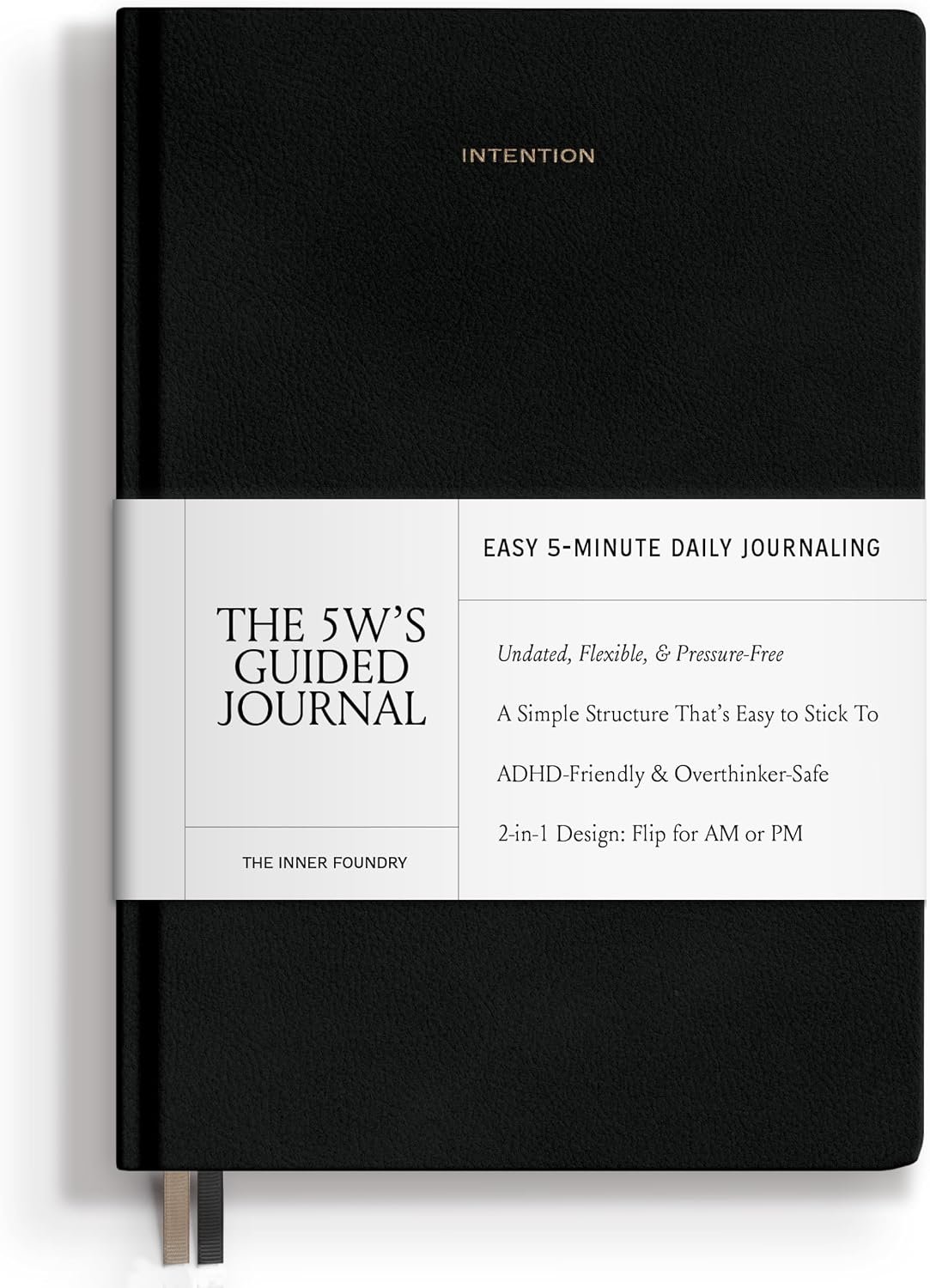 Minimalist Simple Reversible Daily Journal for Men & Women, Morning & Evening Questions, Brain Dump & Reflection Pages, Undated Minimalist Mindfulness in Just 10 Minutes a Day
