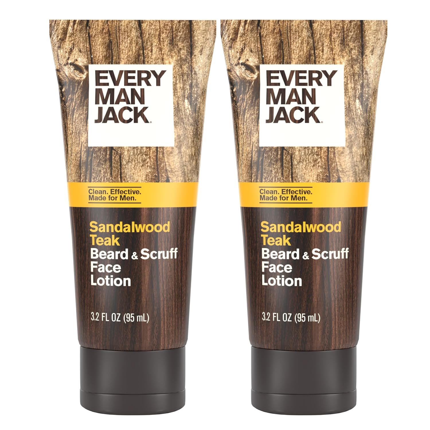 Every Man Jack Beard + Face Recovery Lotion-Moisturizes Relieves Dry Skin and Beard Itch – Light Sandalwood Scent-Made w/Naturally Derived Ingredients like Coconut Oil, and Witch Hazel-3.2oz(2 pack)