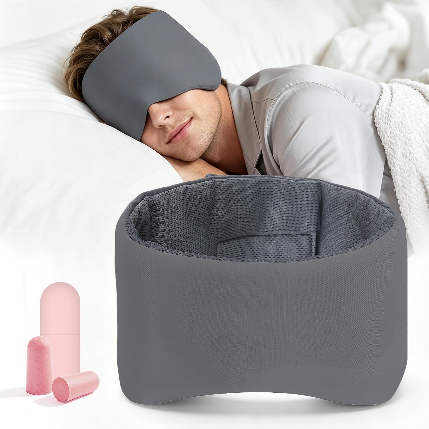 Weighted Sleep Mask for Women Men, Eye Mask for Sleeping with Ear Cover