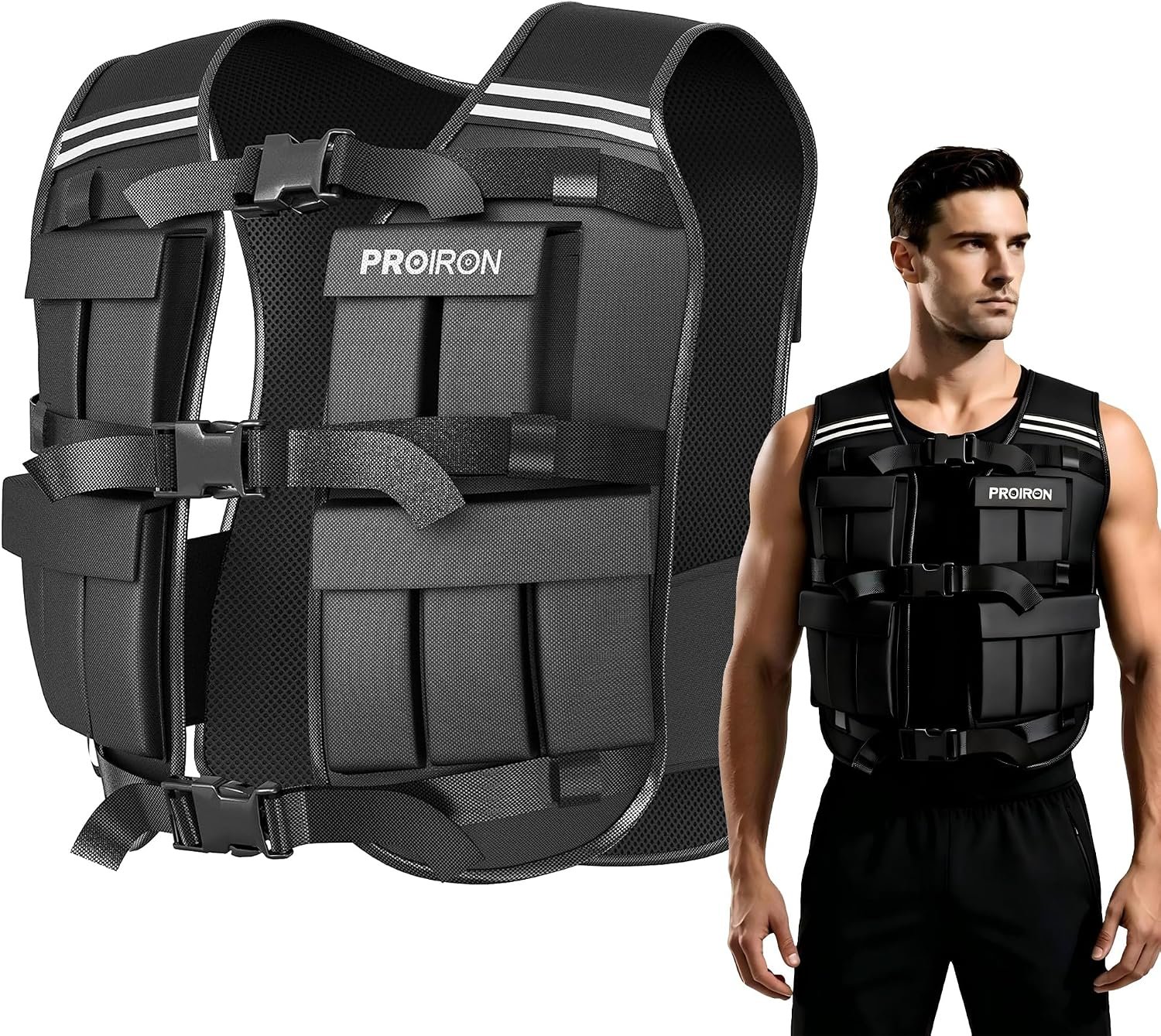 PROIRON Adjustable Weighted Vest 1-22lb/2-44lb,Strength Training Weight Vests for Men Women with Removable Weights, Body Weight Vest for Running Workout Walking Fitness Cardio,Home Gym Equipment