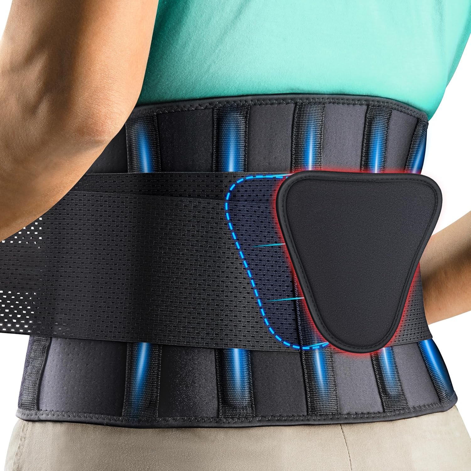 FEATOL Back Brace for Men & Women, Lower Back, Sciatica Pain Relief