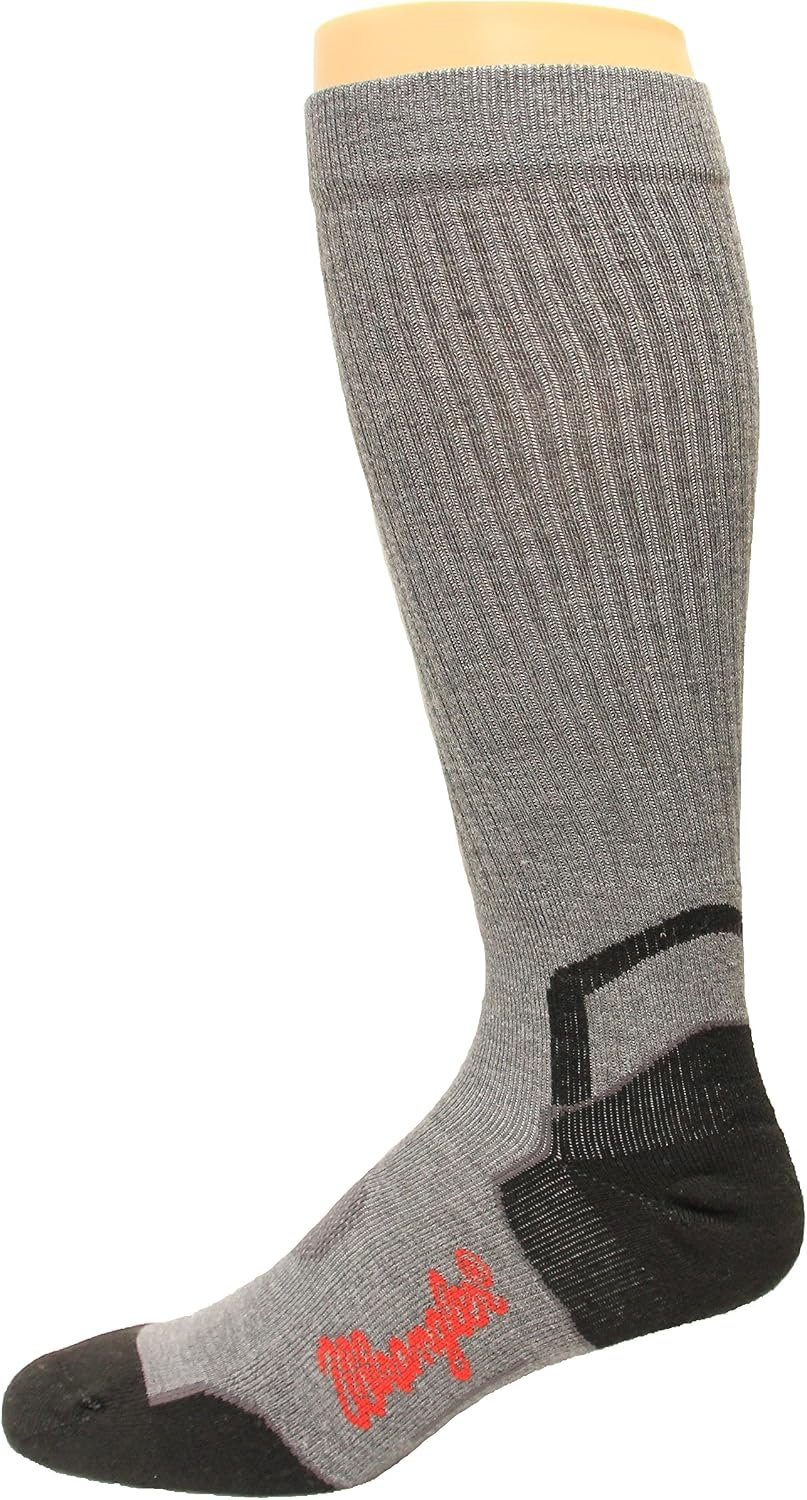 Wrangler Compression Technology Tall Boot Socks, Grey, Lrg (M 9-13), 3 Pair
