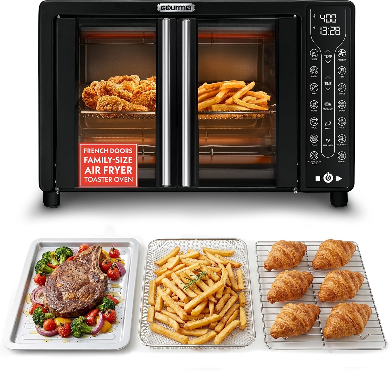 Gourmia Toaster Oven – 6-Slice Capacity, Digital Display, Black