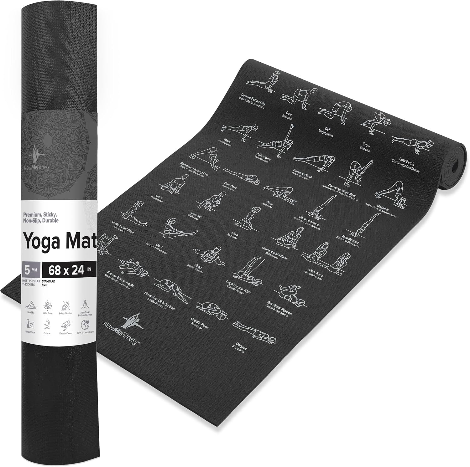 NewMe Fitness Thick Yoga Mat for Women and Men – 5mm Non Slip Pilates Mat