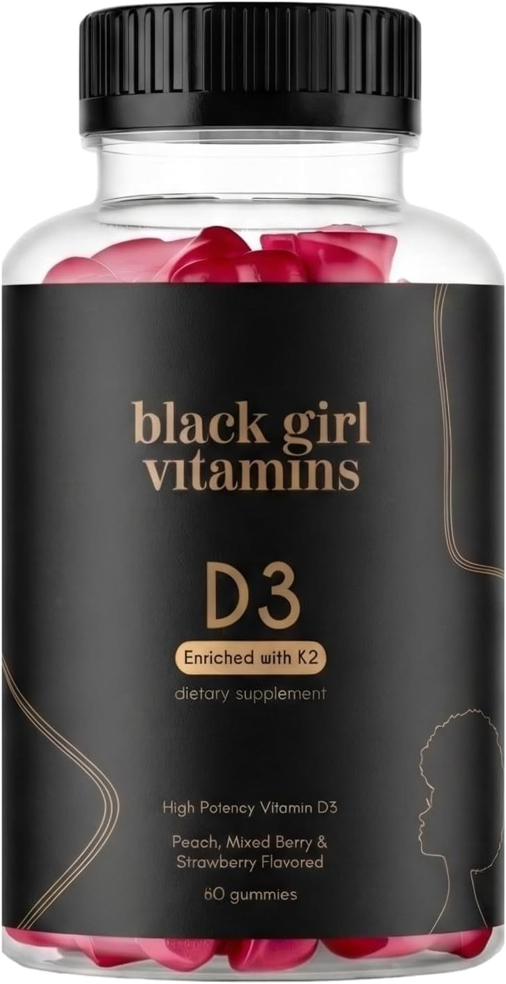 Black Girl Vitamins – Vitamin D3 Gummies, for Immune, Energy, and Bone Support, 2000IU (50mcg) Vitamin D per Serving, Gluten-Free Vitamin D Gummies