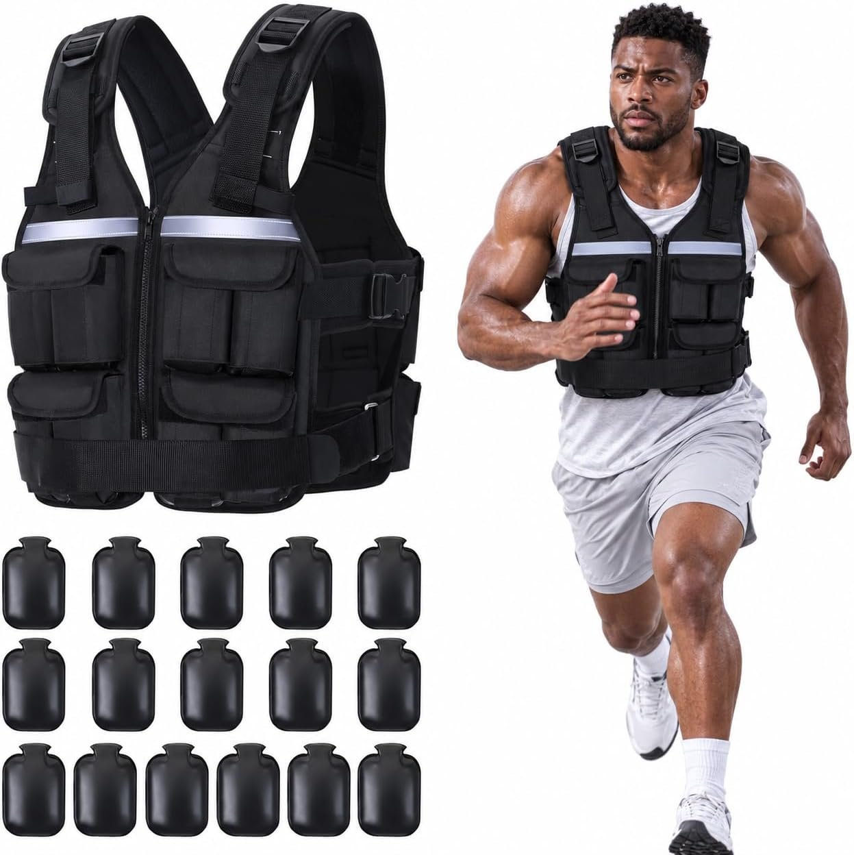 Sportneer Adjustable Weighted Vest Men 2-42lb Rucking Vest for Training