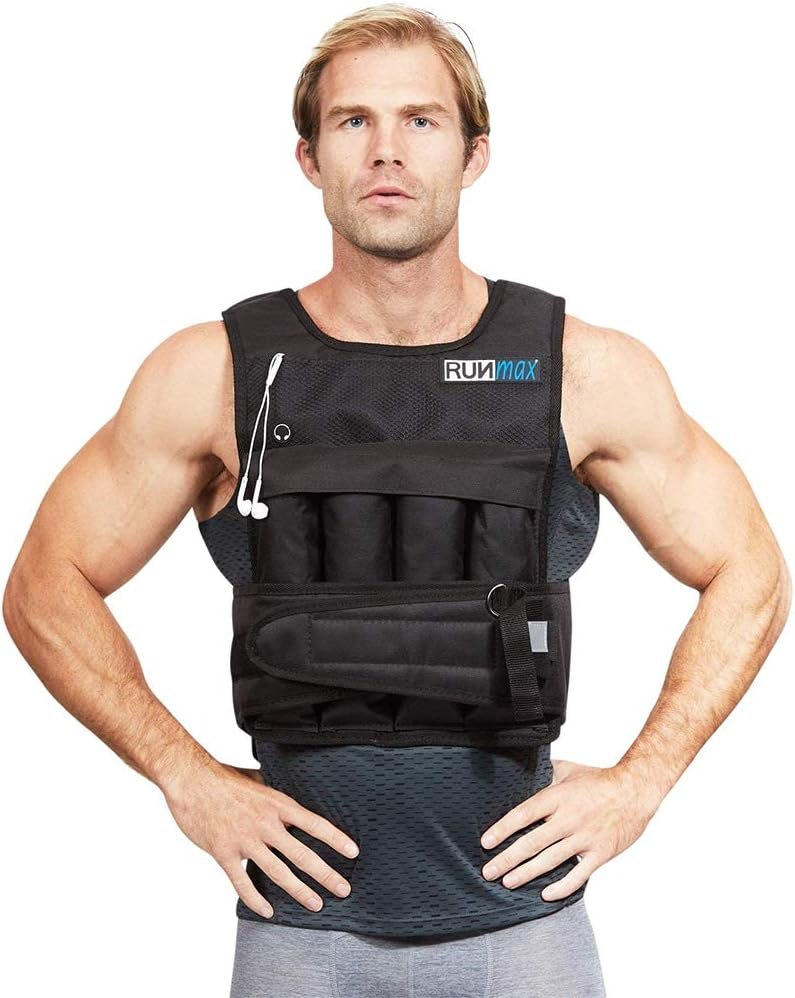 RUNmax 20LBS – 150LBS Adjustable Weighted Vest Wtih Shoulder Pads Option for Men and Women