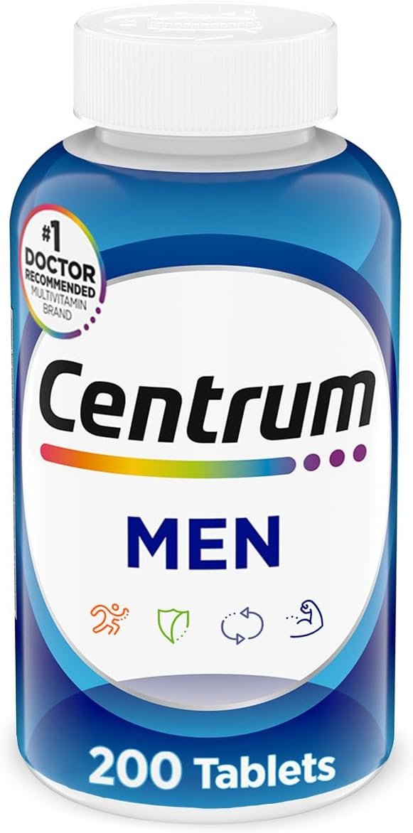 Centrum Multivitamin for Men, Multivitamin/Multimineral Supplement with Vitamin D3, B Vitamins and Antioxidants, Gluten Free, Non-GMO Ingredients -Tablet 200 Count