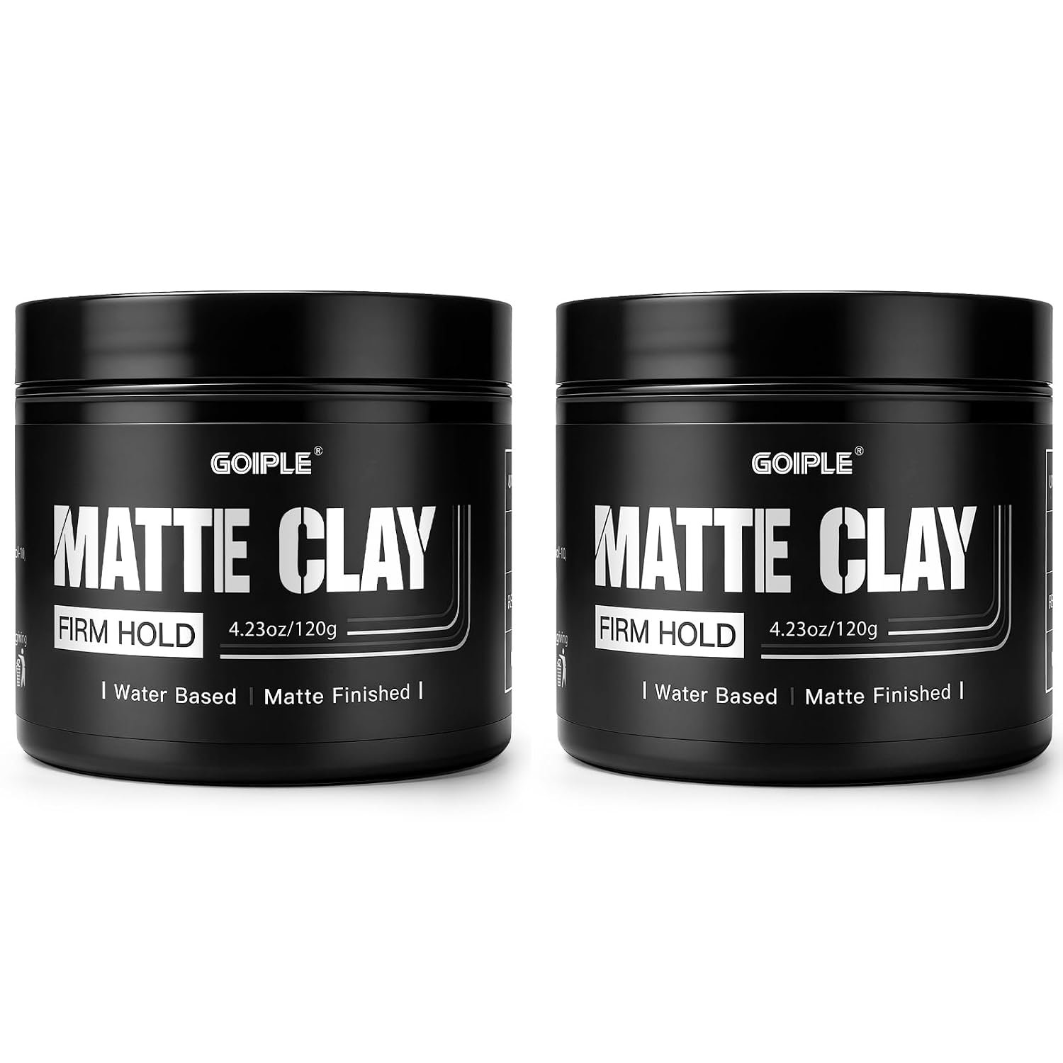 Goiple 2CPS Men’s Hair Styling Clay, Firm Hold, Matte Finish, Hair Clay Low Shine with Natural Ingredients, Add Volume & Texture, Men’s Hair Product Ideal for All Men’s Hair Types 120g