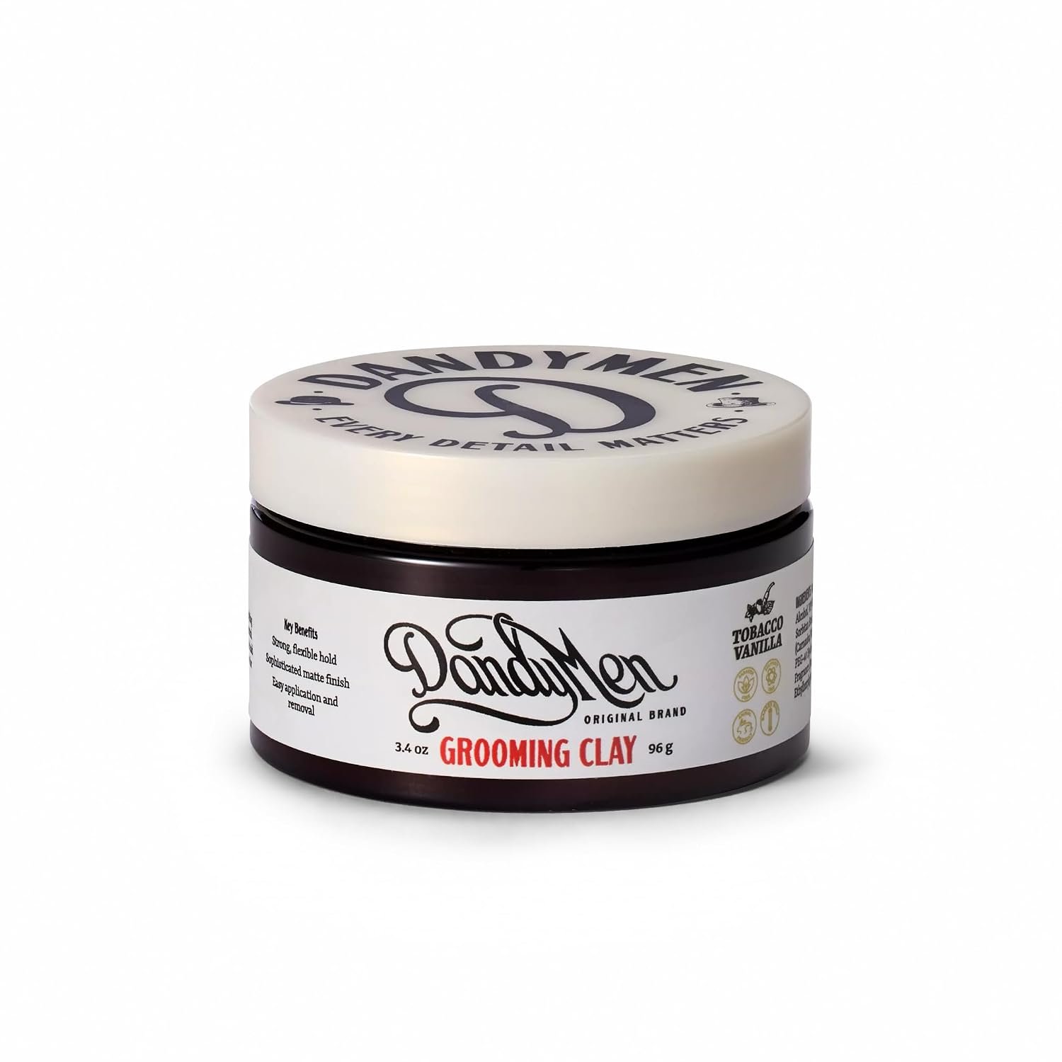 Strong Hold Matte Hair Clay for Men – Natural Finish Styling Kaolin Clay – Firm Hold, No Shine – 3.4 oz, 1-Pack