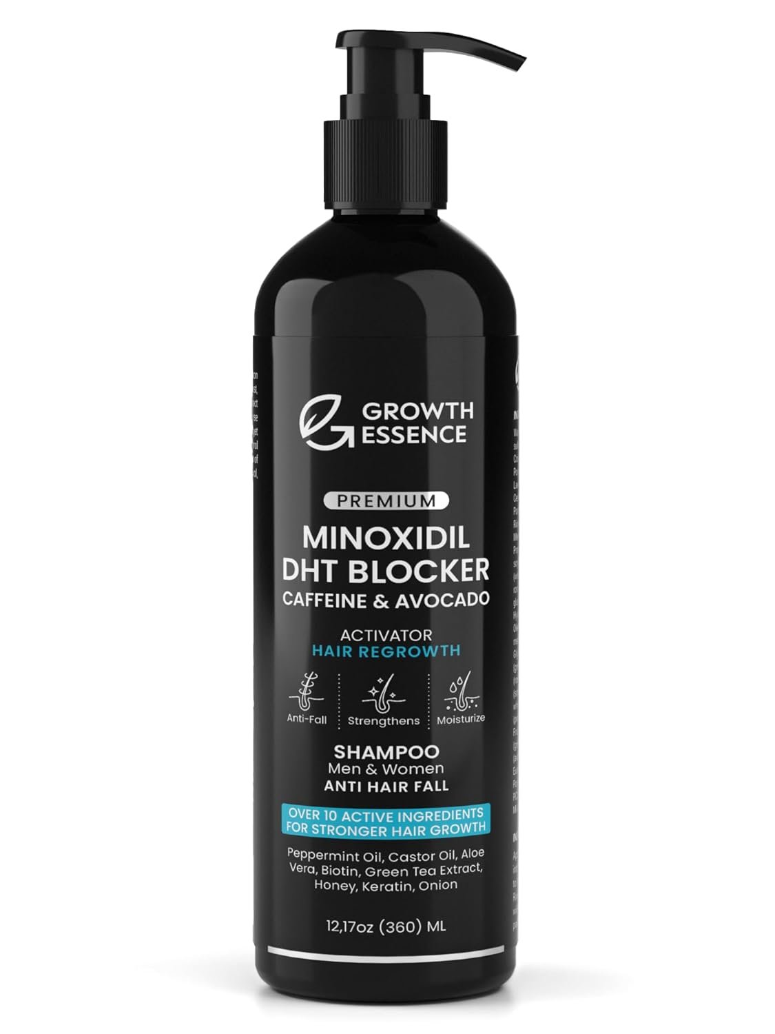 Minoxidil & Biotin Shampoo for Hair Growth – Enriched with Caffeine, Castor Oil & Onion – DHT Blocker for Thicker, Healthier Hair – Strengthening Formula for Men & Women