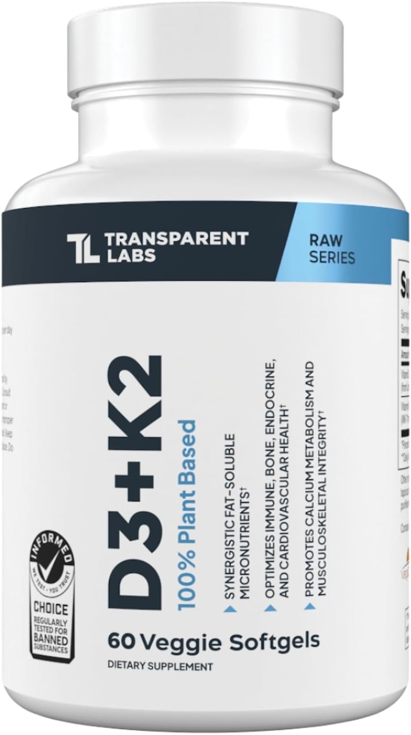 Transparent Labs Vitamin D3 K2 Supplement – 60 Capsules
