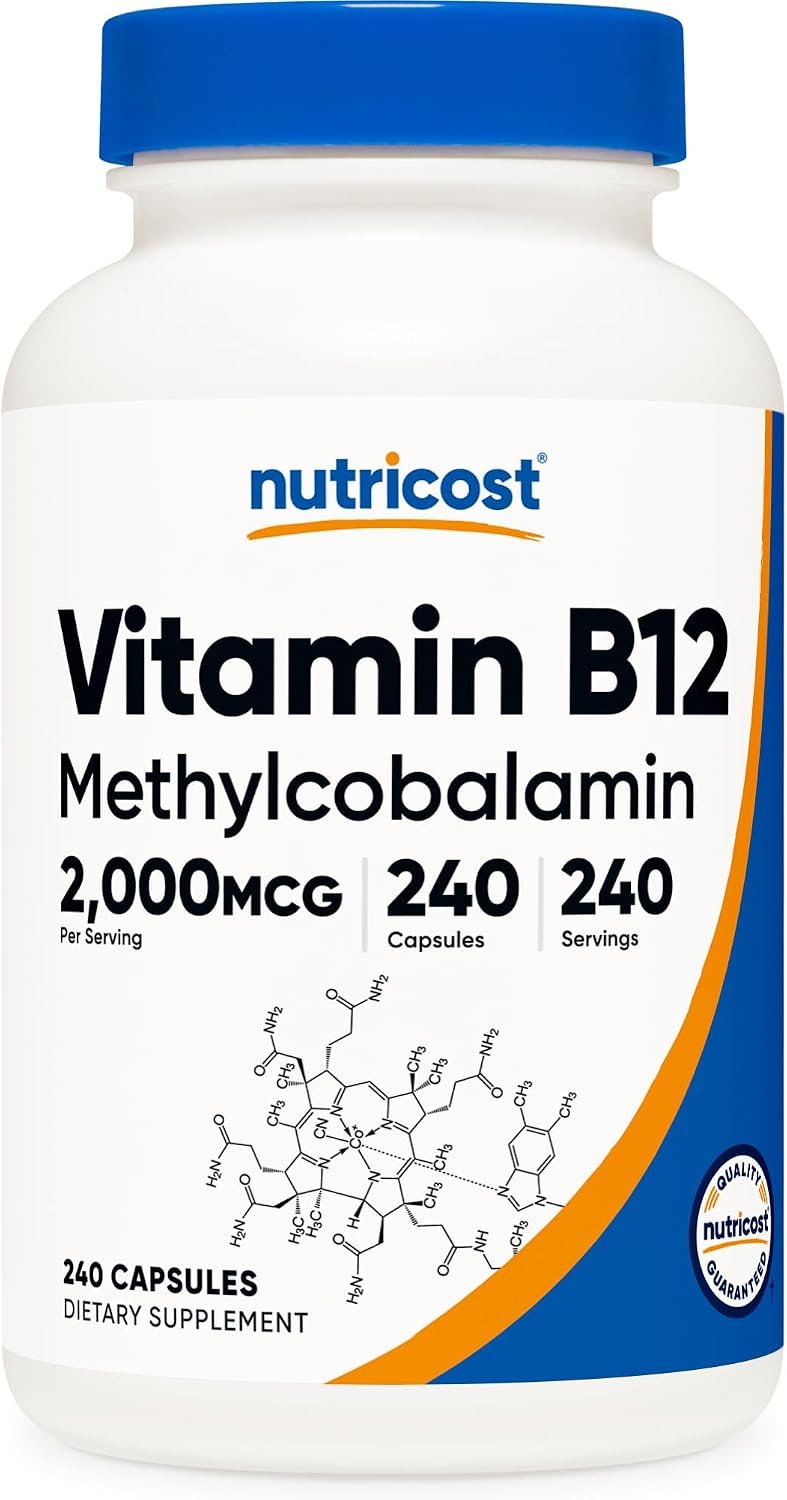 Nutricost Vitamin B12 (Methylcobalamin) 2000mcg, 240 Capsules, Gluten Free