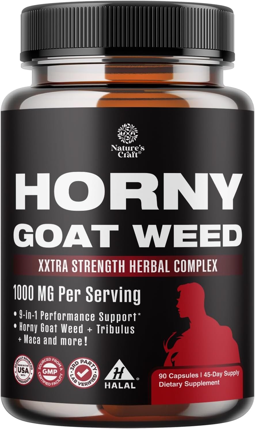 Horny Goat Weed for Men (9 in 1 formula) – Male Enhancing Supplement – 90ct