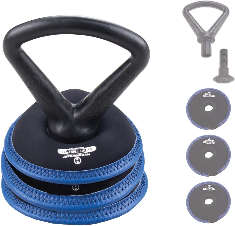 Hyperwear SoftBell Adjustable Kettlebell Set – Soft, Vinyl-Coated Weight Plates with Rubber Base – Versatile Home Gym Equipment – Compatible with SoftBell Barbell & Dumbbell