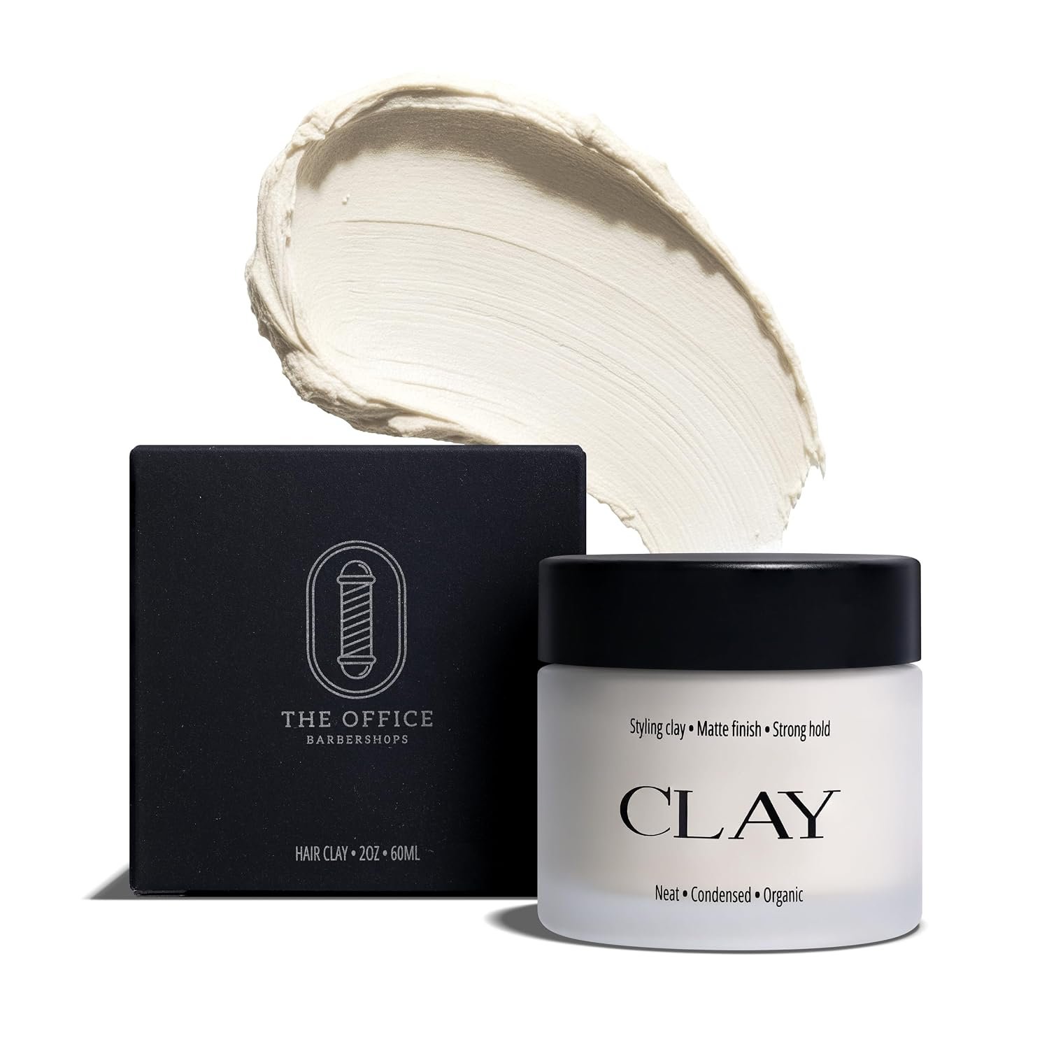 Hair Clay for Men – Strong Hold Matte Finish Styling Clay – Natural Texture, No Shine – Easy Wash Out – 2oz / 60ml – Made in USA