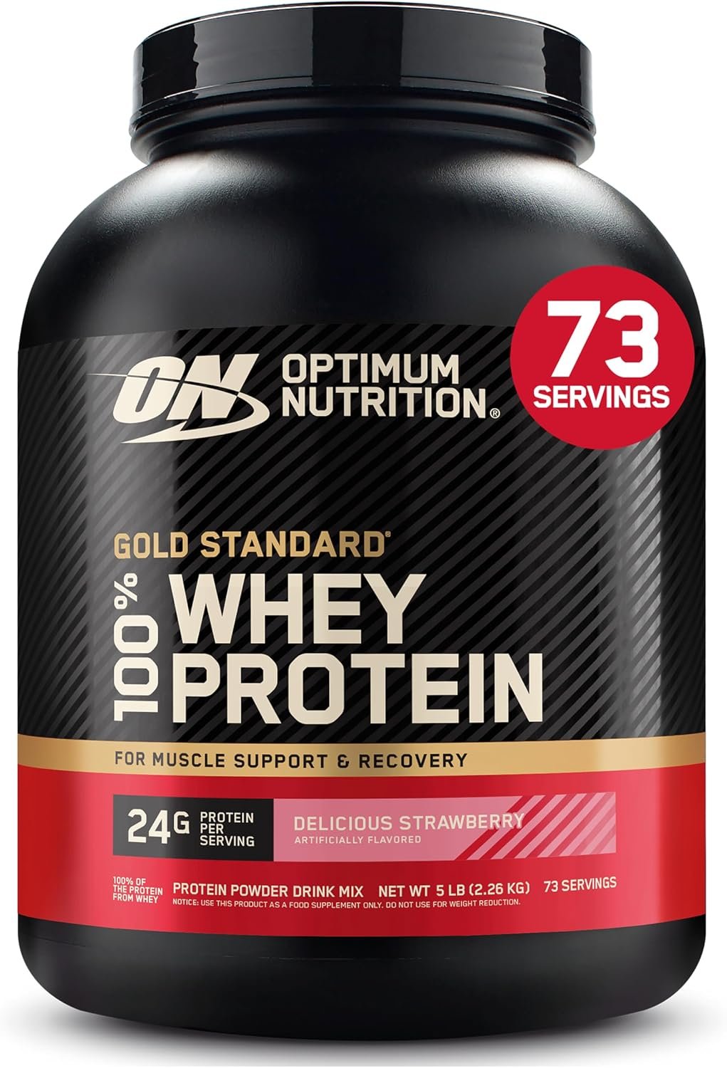 Optimum Nutrition Gold Standard Whey Protein, Delicious Strawberry, 5 LB