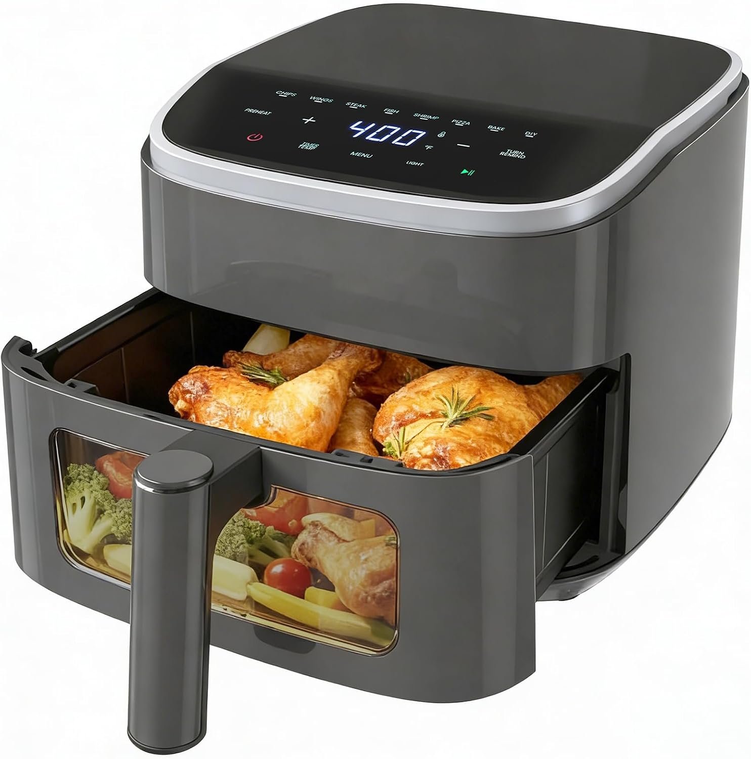 DUMOS Air Fryer, 4QT Nonstick Airfryer with 8 Presets Visual Window