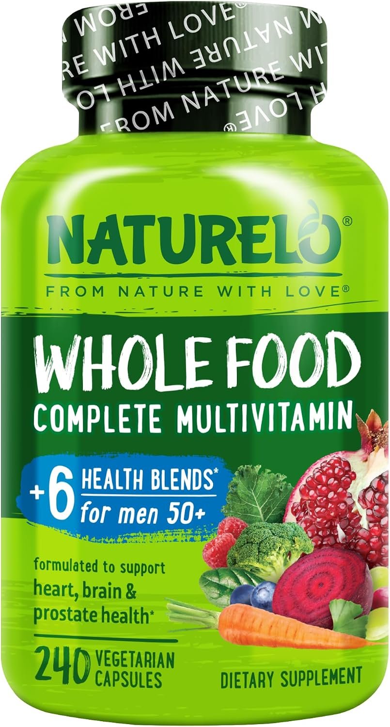 NATURELO Men’s Multivitamins 50+, Whole Food Multivitamin for Men 240 Caps