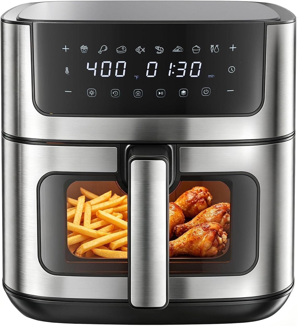 DUMOS Air Fryer 6.34 Quarts, 8-in-1 Airfryer with Presets & Viewing Window