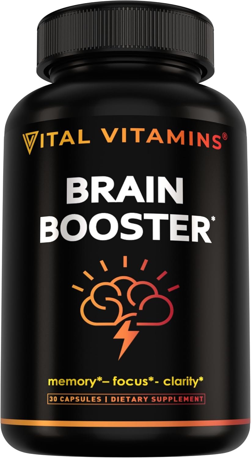 Vital Vitamins Brain Booster Supplements for Memory and Focus, 30 Capsules