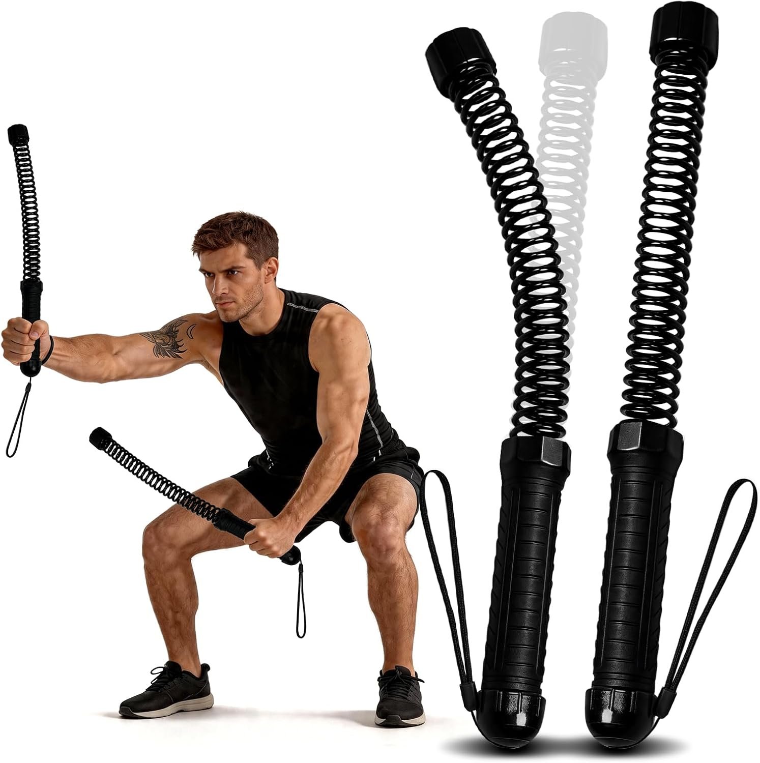 Perantlb Poly Battle Rope with Cloth Sleeve -1.25/1.5/2 Inch Diameter 30′ 40′ 50′ Lengths -Gym Muscle Toning Metabolic Workout Fitness, Battle Ropes for Home Gym