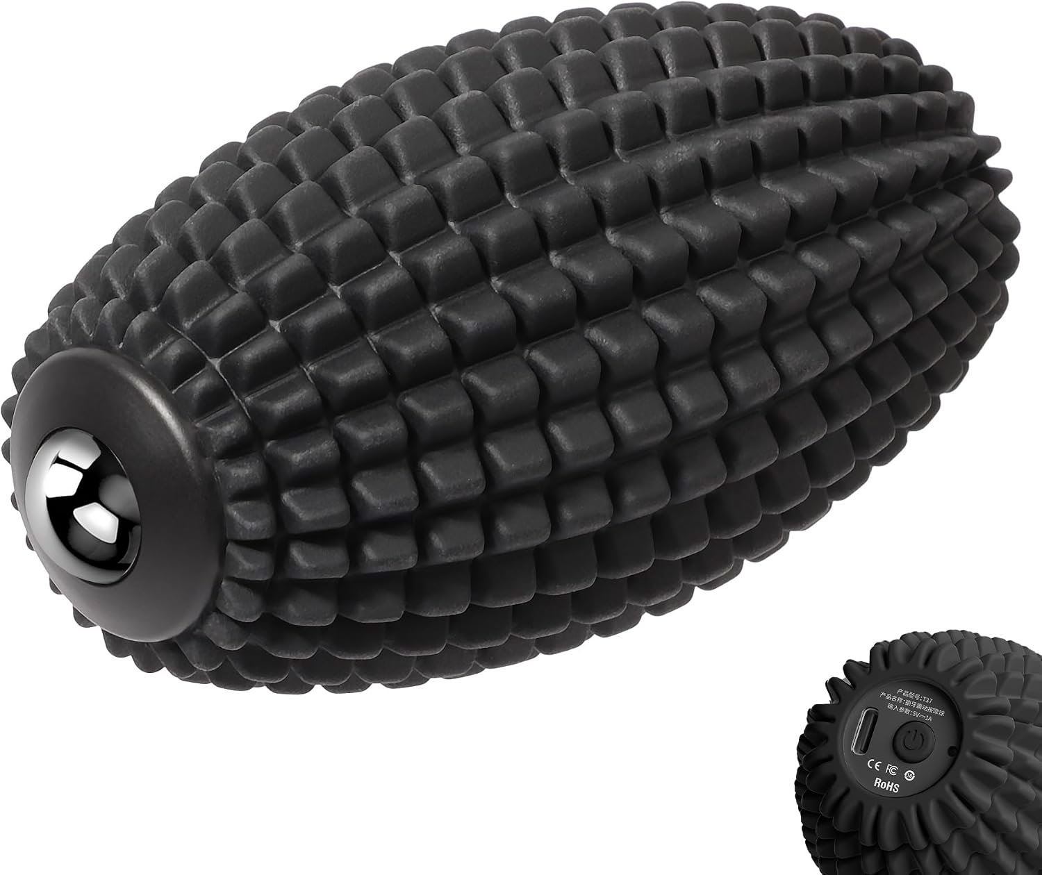 Vibrating Massage Ball for Full Body Relaxation, Silicone Trigger Point Massager Ball for Back, Leg, Foot, Muscle Recovery, Portable Rechargeable Massage Roller, 3 Vibration Speeds (Black)