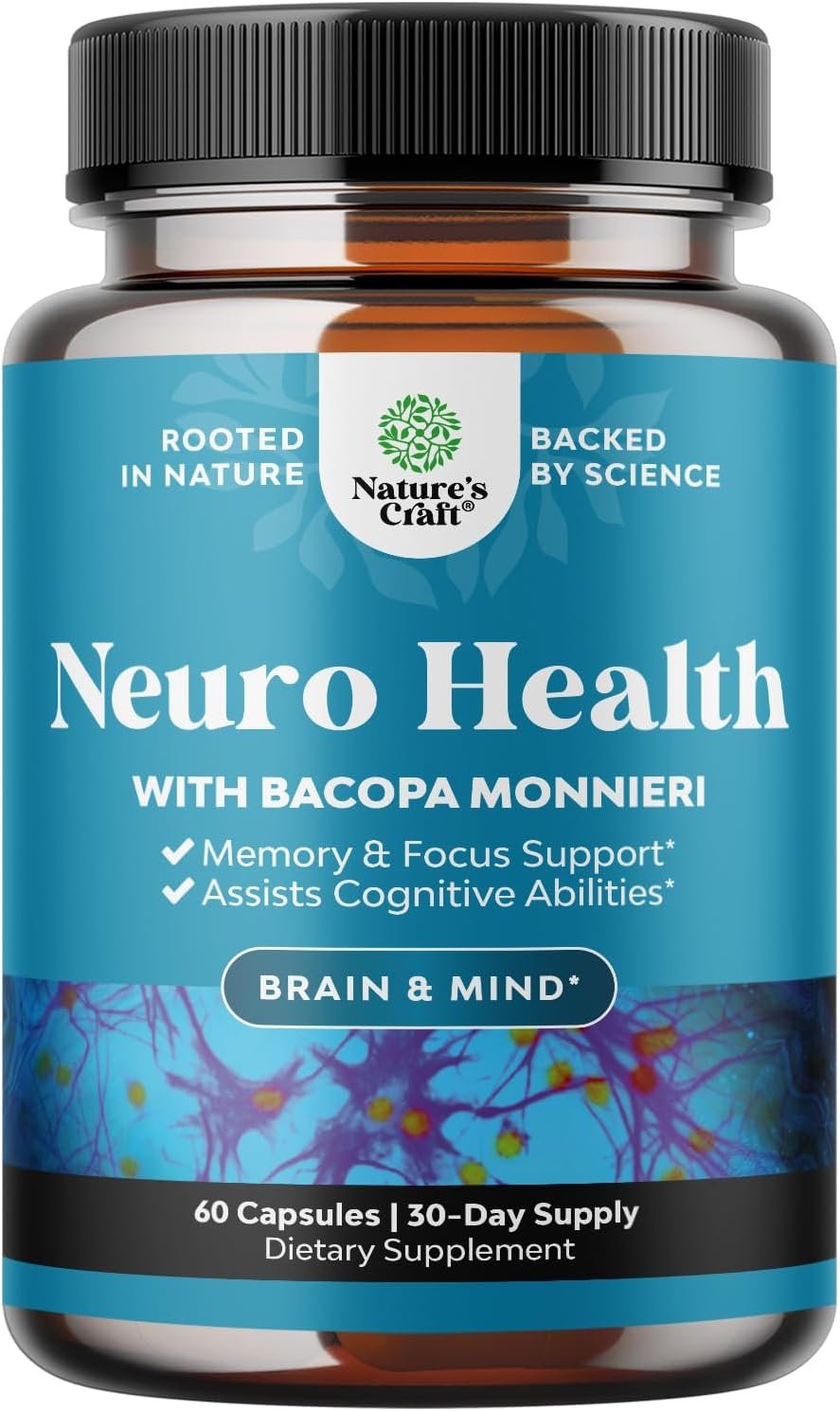 Neuro Health Brain Supplements for Memory and Focus – Nootropic Pills 60ct
