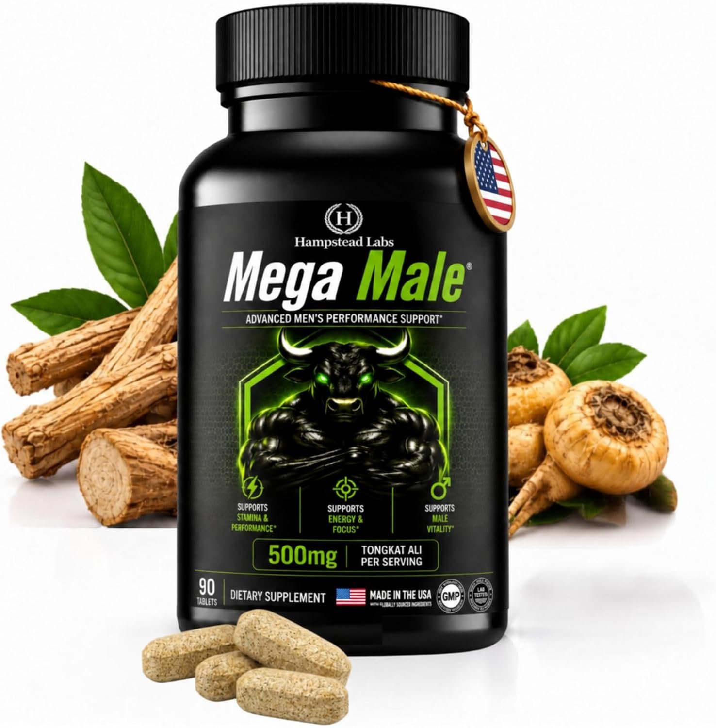 Mega Male Testosterone Booster for Men’s vitality Supplement,Tongkat Ali