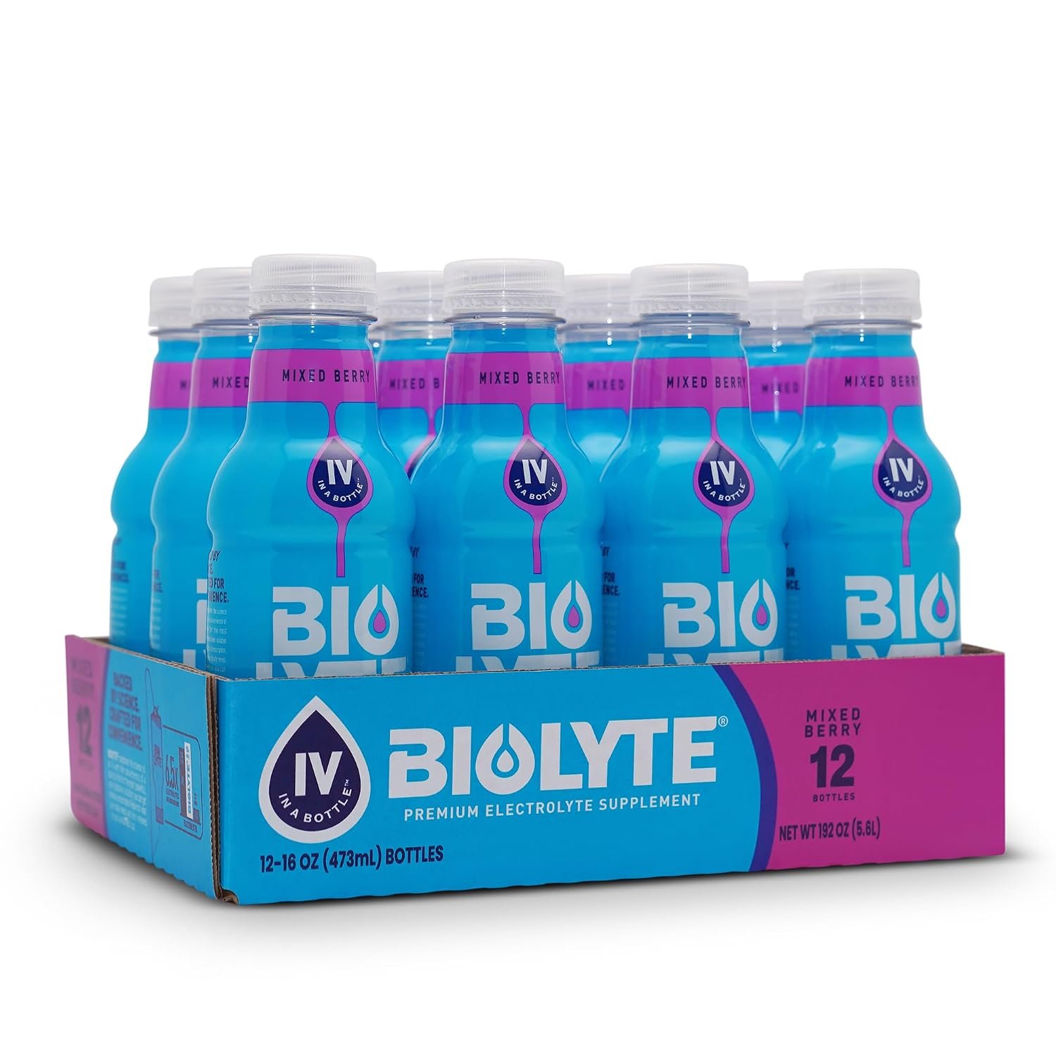 BIOLYTE Electrolyte Drink – Doctor-Formulated Hydration Drink, Electrolytes Water, Chemotherapy Must Haves for Women & Men, Rehydration IV Liquid in a Bottle- Mixed Berry, 16 Fl Oz (12 Pack)