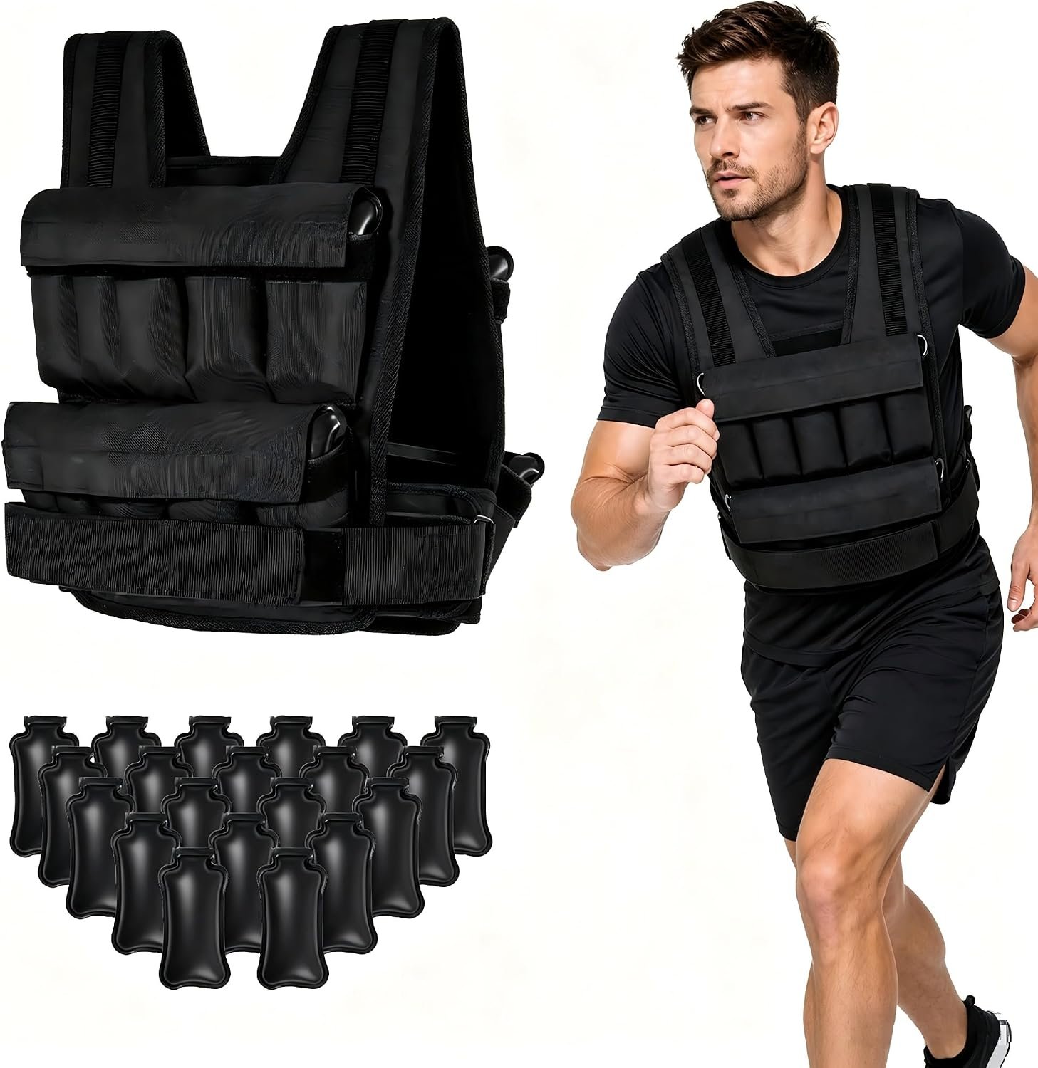 GYMAX Adjustable Weighted Vest for Men Women, 40lb/42lb/63lb Weight