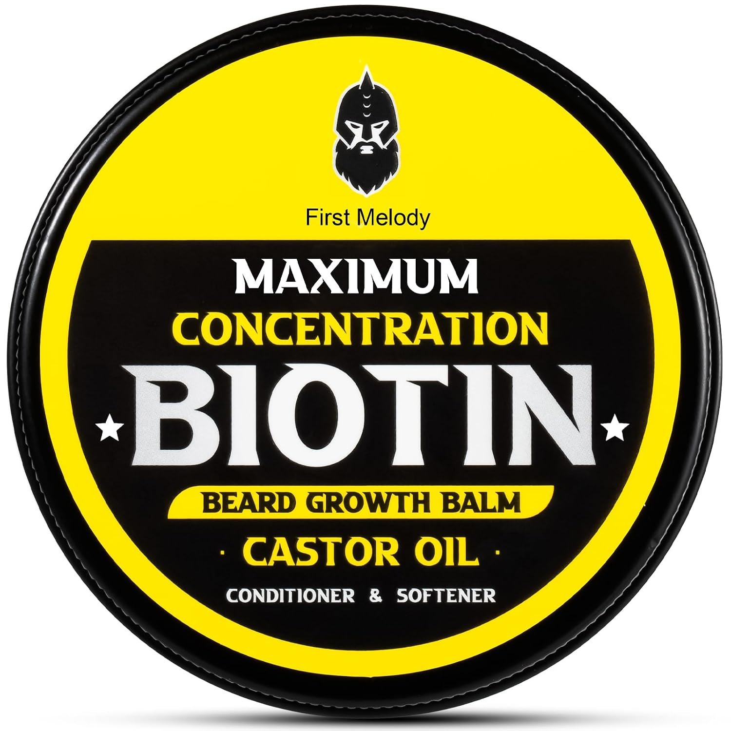 First Melody Beard Balm, Maximum Concentration BIOTIN, with Castor Oil and Argan & Jojoba Oils, Promotes Beard Growth, Styles, Strengthens & Softens Beards & Mustaches, 2 Ounce，Sandalwood