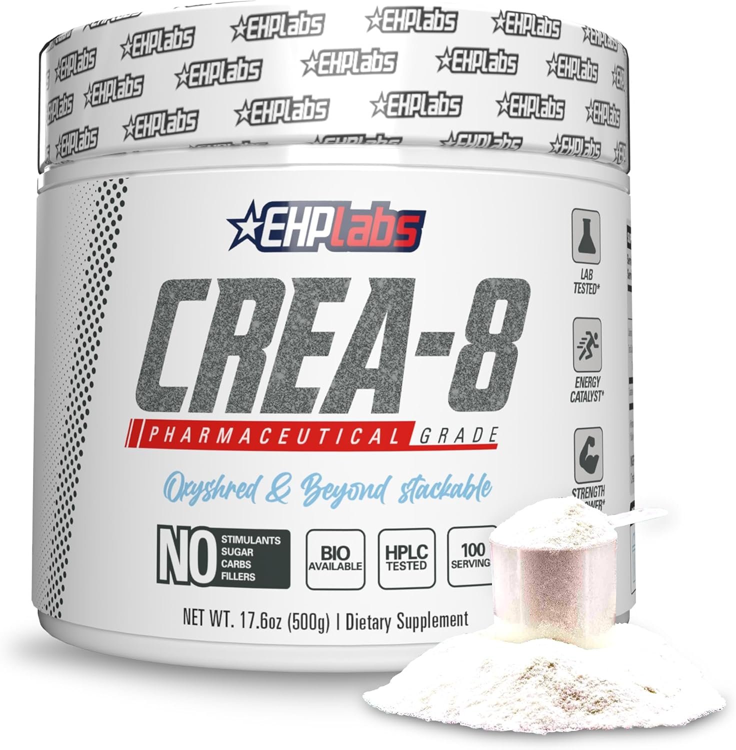 EHP Labs CREA-8 Creatine Monohydrate Powder, Unflavored, 100 Servings