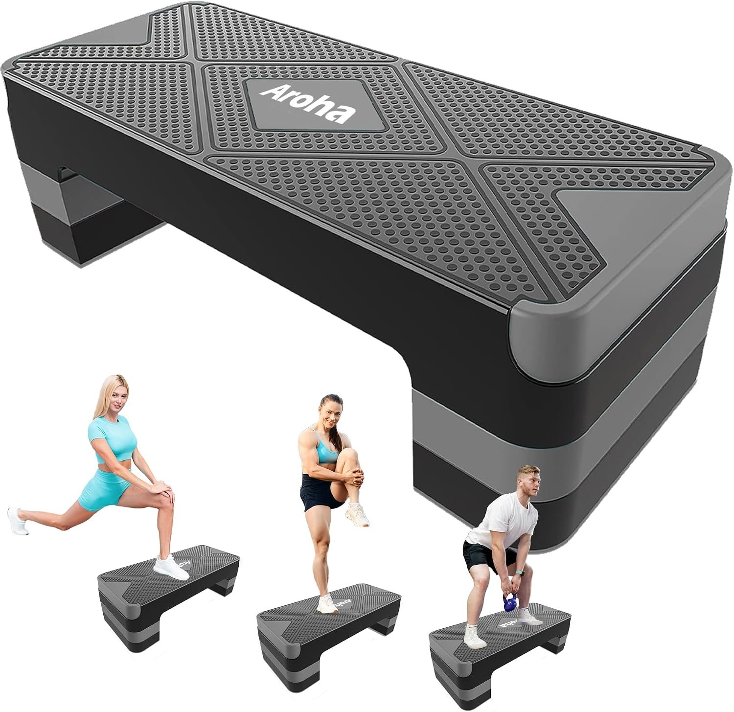 Aerobic Step Platform, Non Slip Adjustable Height Step Trainer