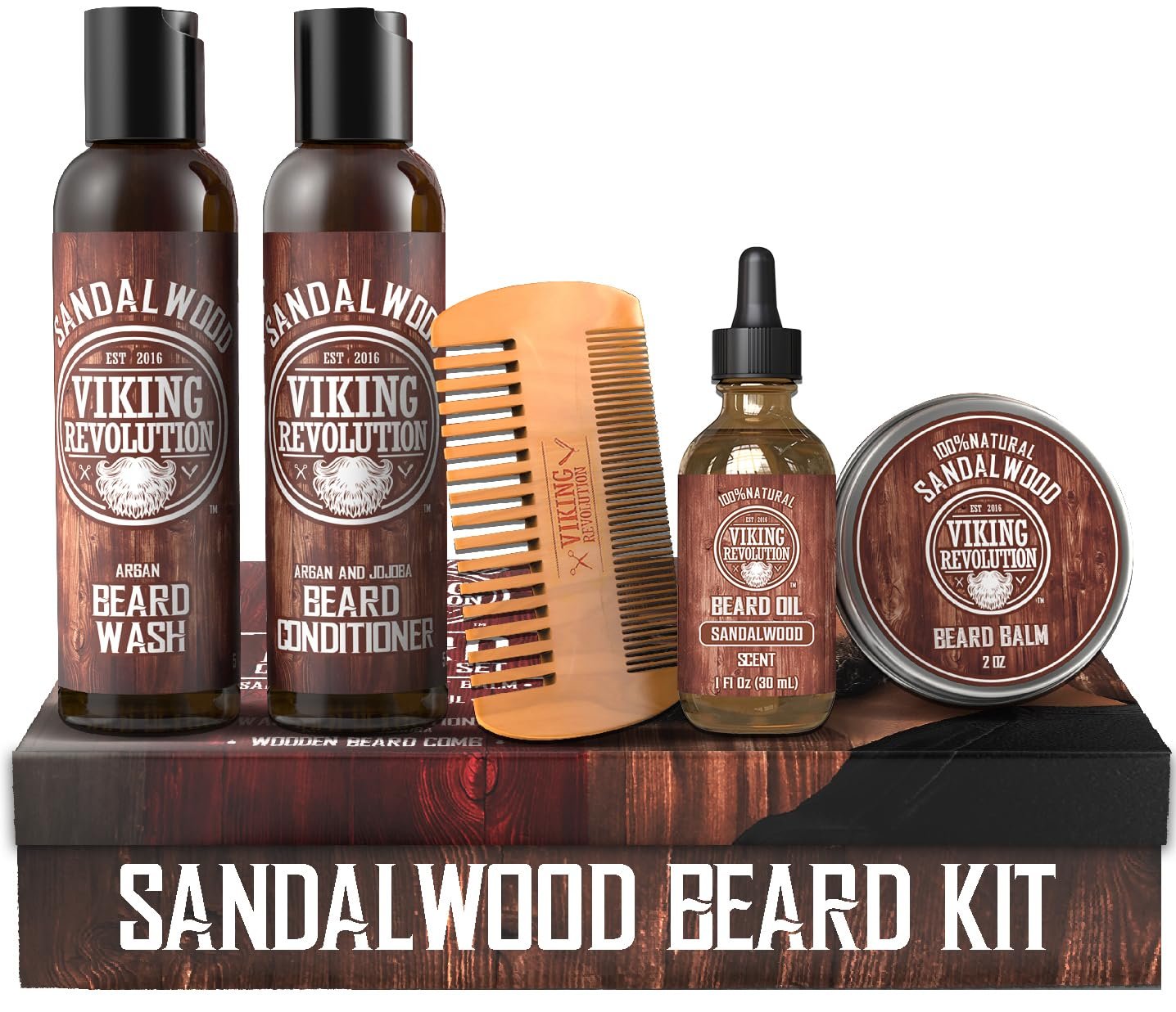 Viking Revolution Beard Conditioning Kit – Sandalwood, 5 Products Included