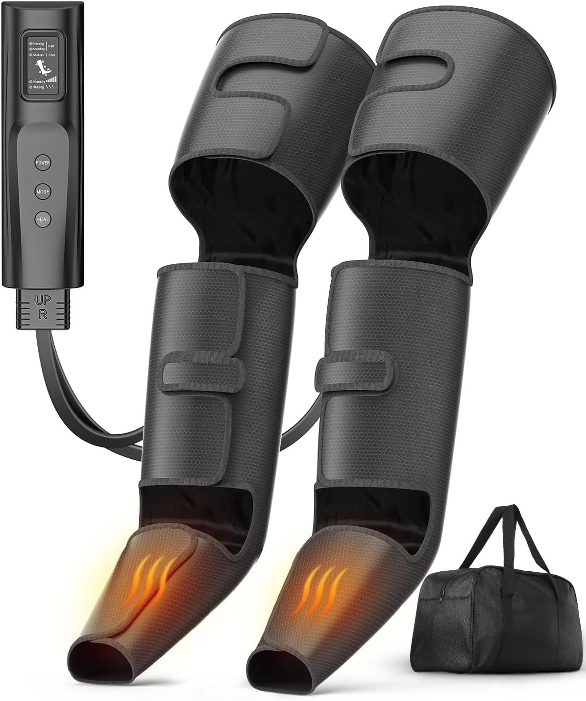 Leg Compression Boots: Foot Massager with 3 Heat 3 Mode 3 Intensity, Black