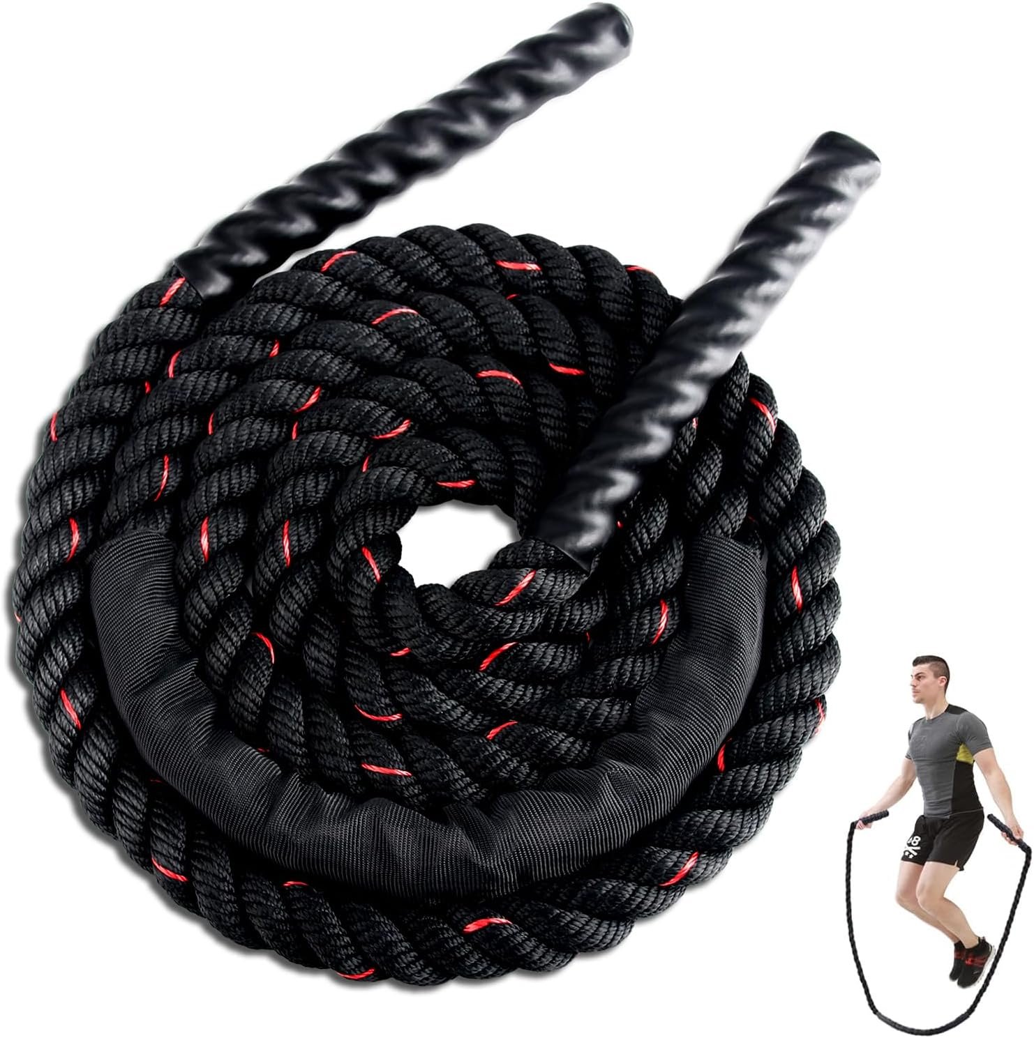 Weighted Jump Rope for Men Women, 1.5lb 2.8lb Jumping Ropes for Fitness
