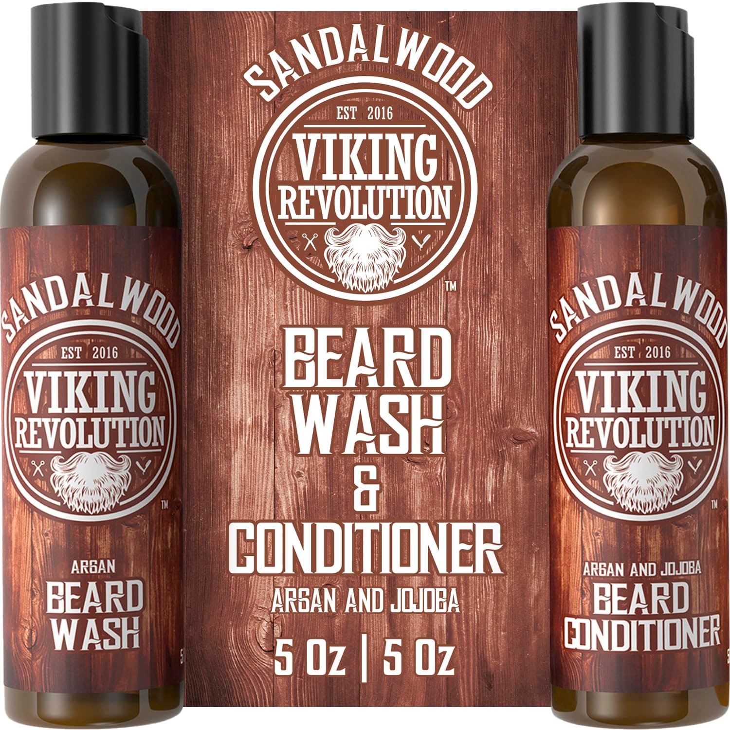 Viking Revolution Beard Wash & Conditioner Set – Sandalwood – 5 oz