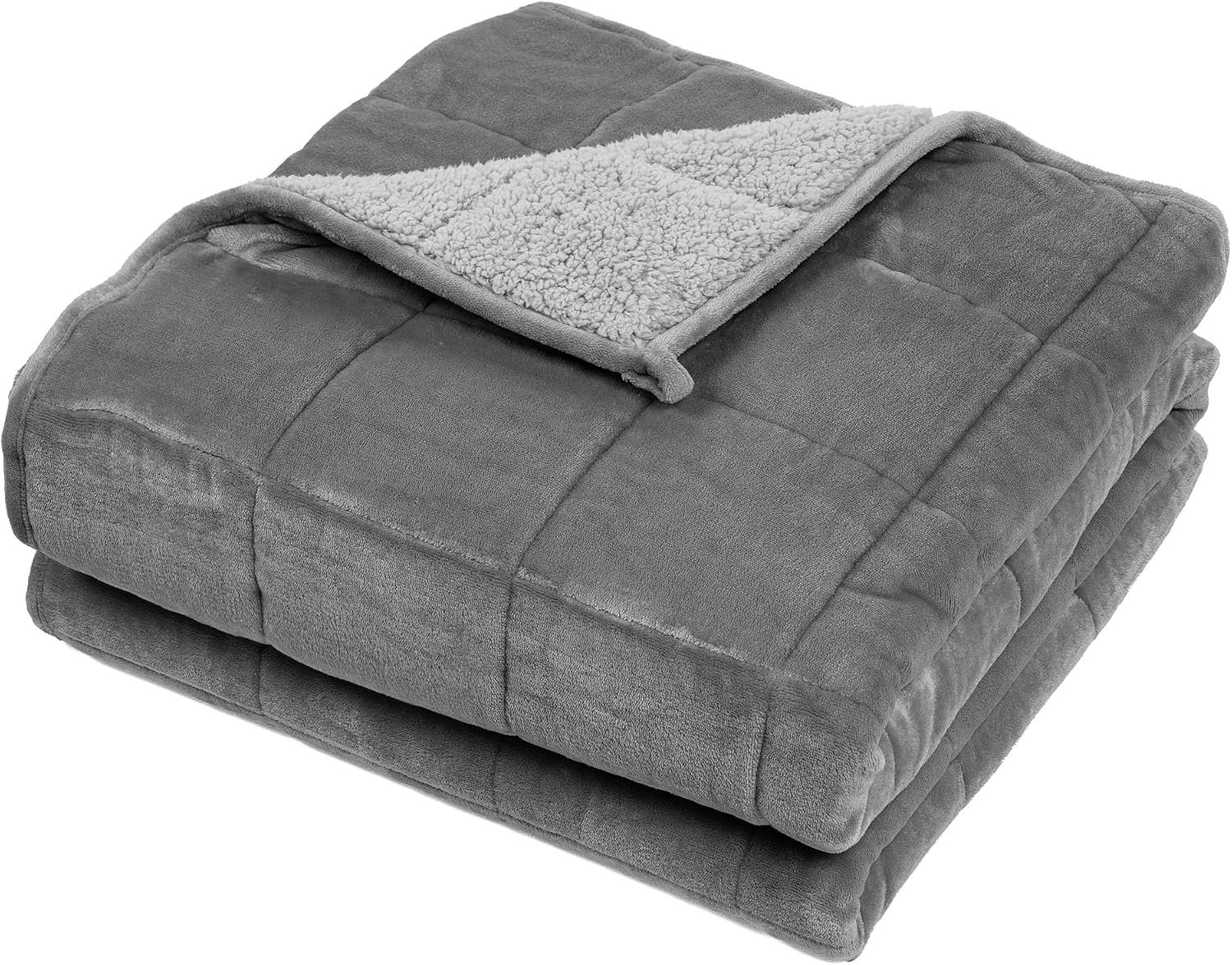 Weighted Blanket 15 lbs for Adults, Grey, Twin 48 x 72 Inches