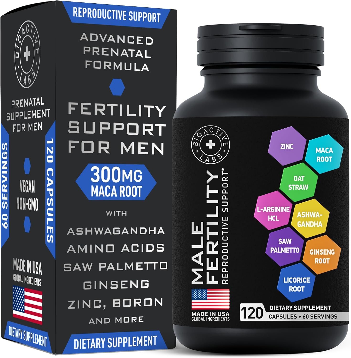 Fertility Supplements for Men – Zinc, Maca, Ashwagandha, L-Arginine – Male Vitality Conception for Him – Count and Motility Pregnancy Aid – Vitamins and Male Fertility Support Supplement – 120 Pills