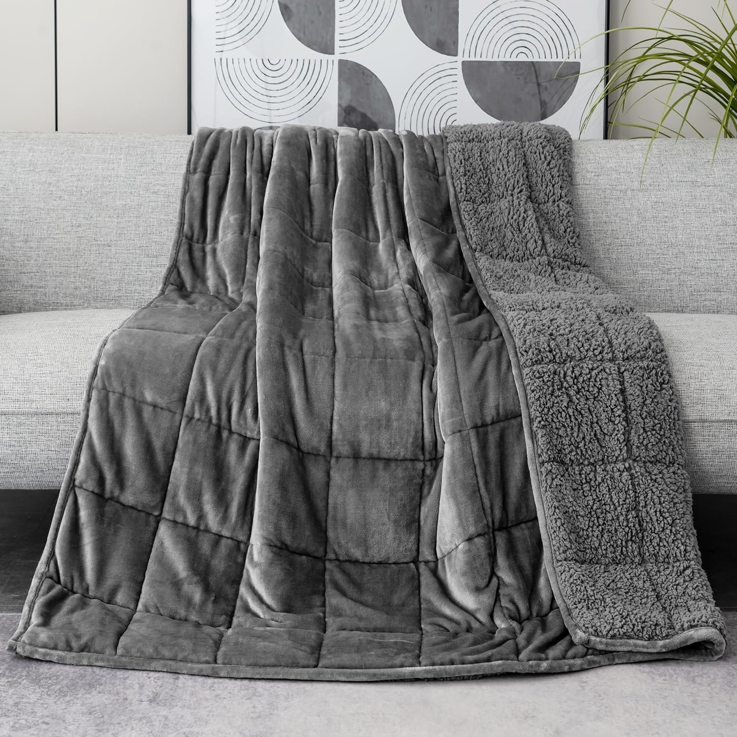 Lofus 20 lbs Weighted Blanket for Adults Queen Size 60″ x 80″, Grey