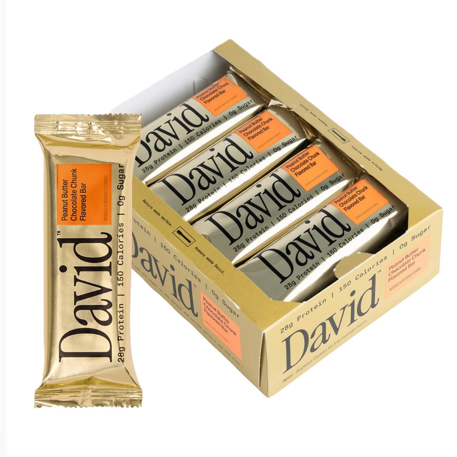 David Peanut Butter Chocolate Chunk Flavored Bars | 28g Protein | 12 Pack