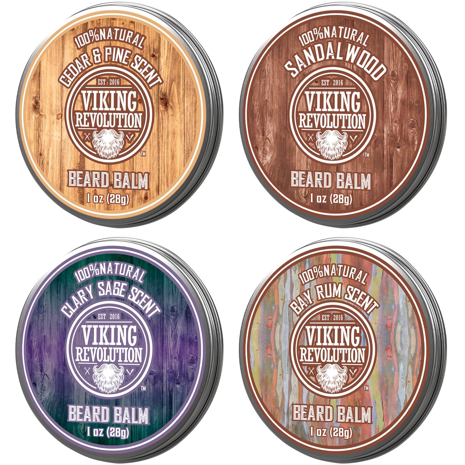 Viking Revolution Beard Balm Variety Pack – Sandalwood – 1 oz (4 Pack)