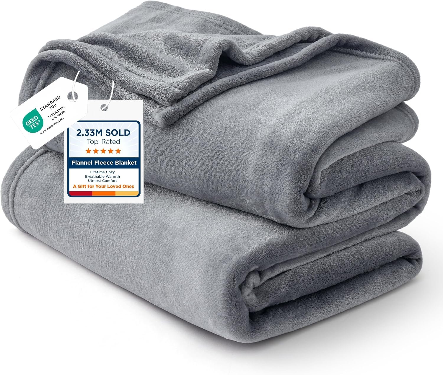 Bedsure GentleSoft Fleece Bed Blankets Queen Size Grey – Soft Cozy Warm Fall Throw Blanket Halloween Decorations Lightweight Anti-Static, Room Home Decor Gifts for Husband and Men, 90×90 inches