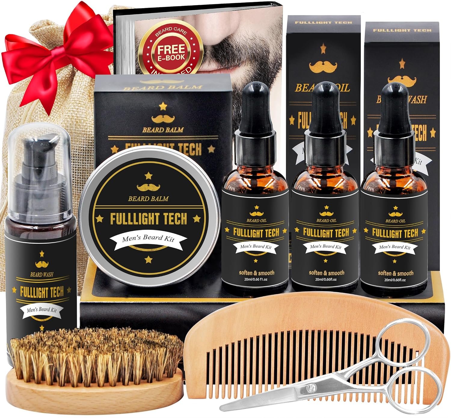 Beard Kit for Men, 3 Beard Oil Scents, Beard Care Gift Set for Dad, Husband